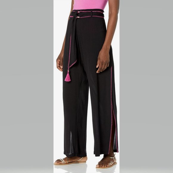 Trina Turk Brittany Side Slit Cover Up Pants in Black Size L NWT - Picture 5 of 12